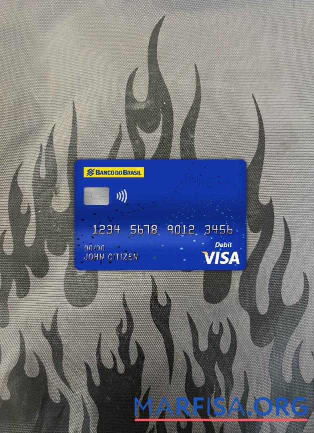 Downloadable Brazil banco do brasil bank visa debit card photolook front template